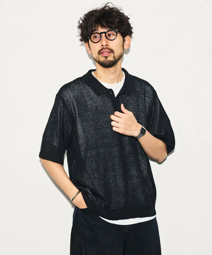 Dry Touch Boucle Yarn Knit Polo Shirt