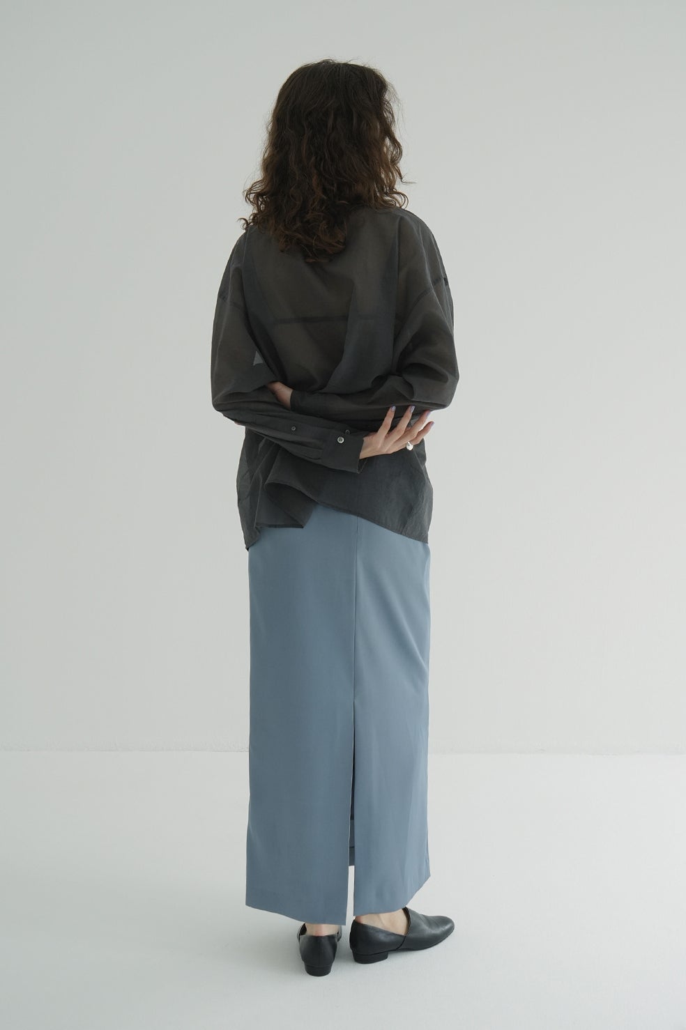 HIGH WAIST STRAIGHT SATIN SKIRT