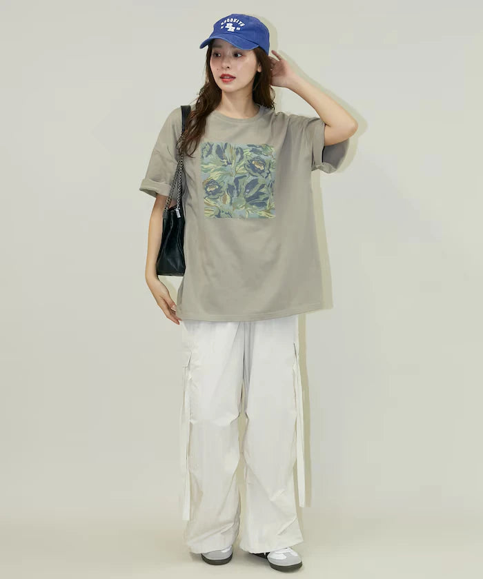 Flower Nuance Art Box Print Big Silhouette T-Shirt Limited Release