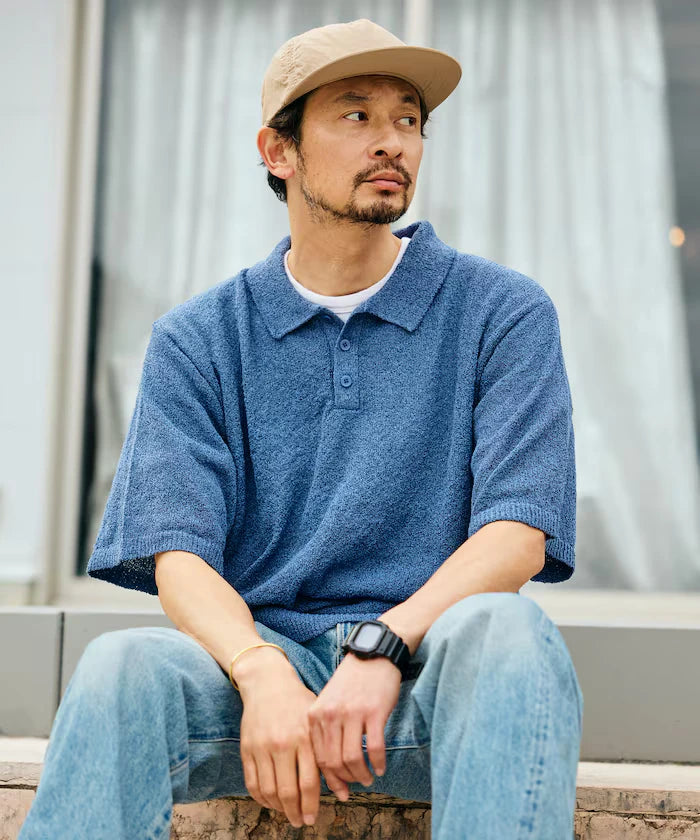 Dry Touch Boucle Yarn Knit Polo Shirt