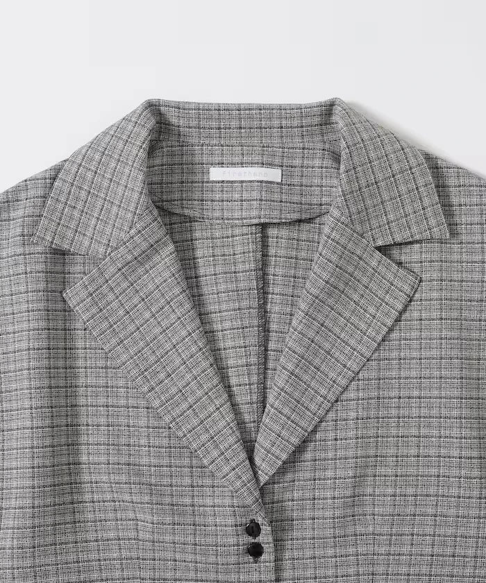 Collar Check Balloon Sleeve Shirt / Compatible with Setup