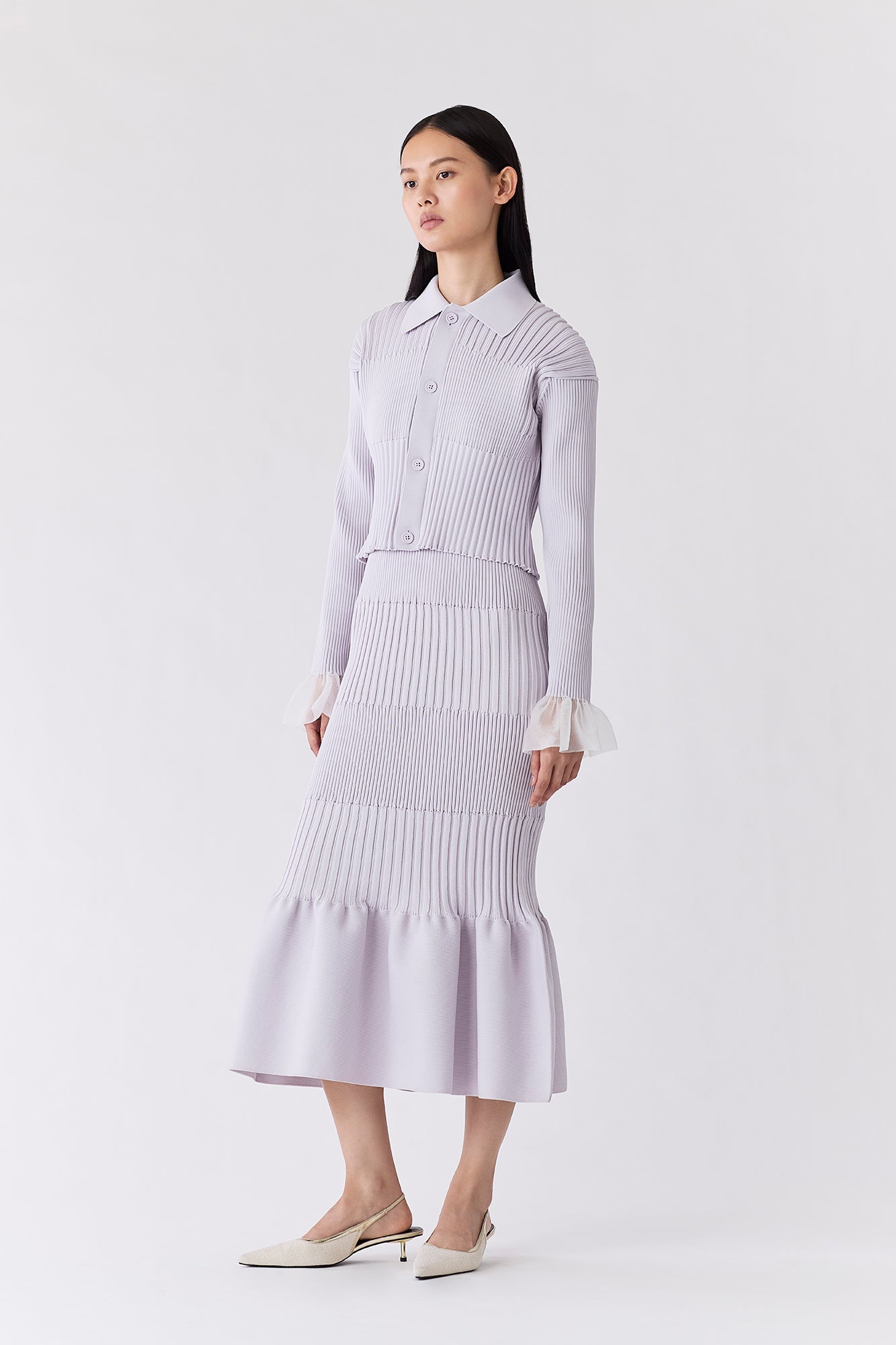 FLUTED LUCENT CROPPED SHIRT CARDIGAN