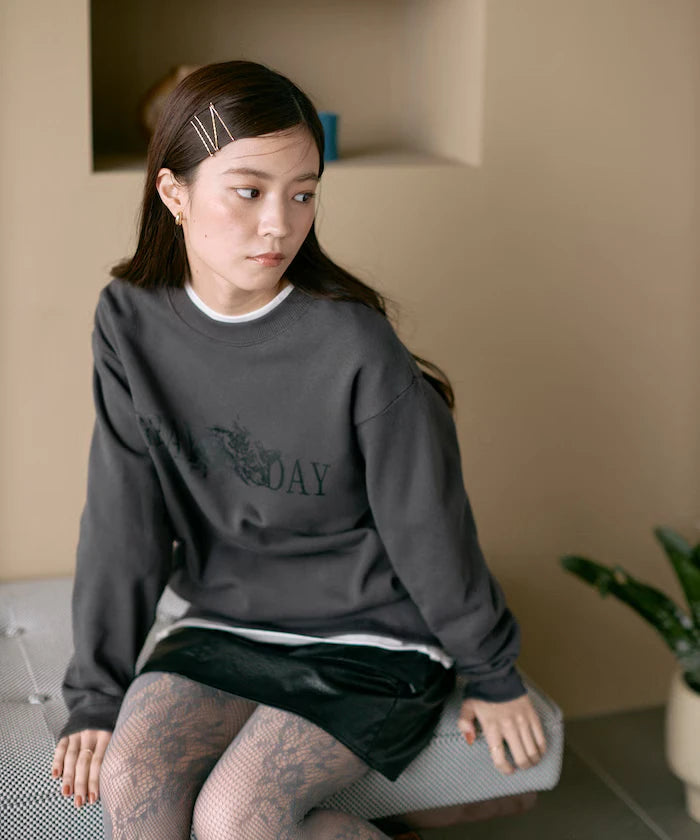 Organic Cotton Animal Logo Print Sweat / CAT / Relaxed Fit / French Terry Sweat
