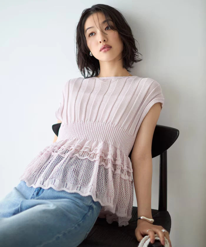 Japan Made Whole Garment Peplum Top