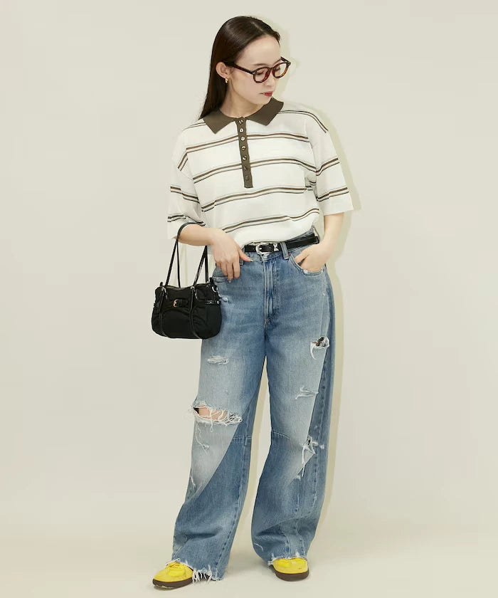 Sheer Border Short Sleeve Polo Summer Knit Limited Release