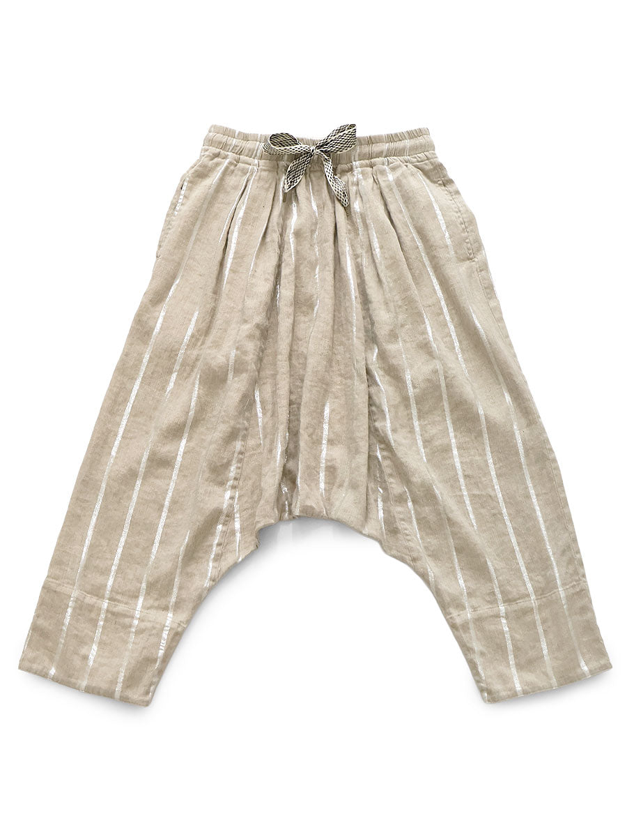 Linen Glitter Fleece Stripe Sarouel...