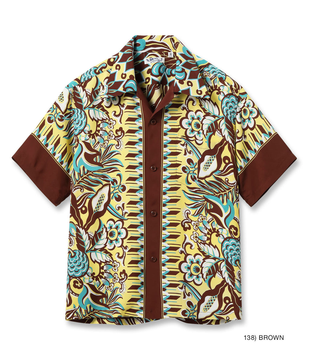 RAYON HAWAIIAN SHIRT “FLOWER FIELD BORDER”
