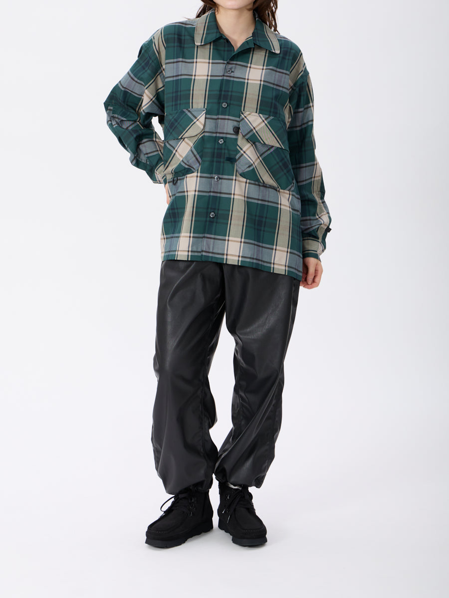 W's TECH SPORTS OPEN COLLAR SHIRT L/S BIG TARTAN
