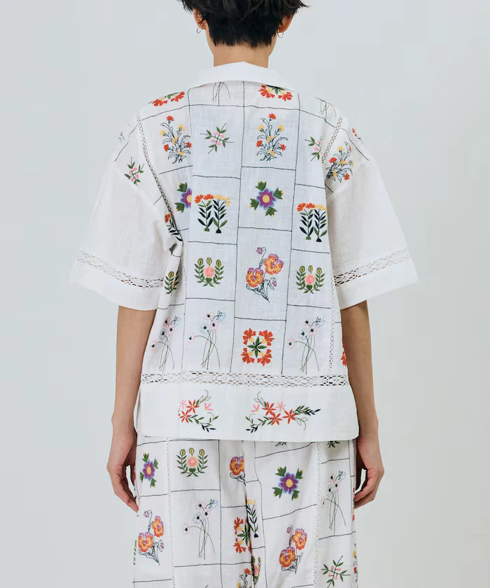 Patchwork Flower Embroidery Shirt