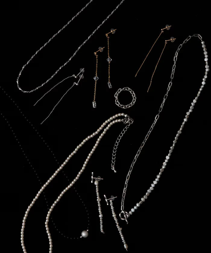 [Release on April 1 at 12:00] SILVER925 Freshwater Pearl Combo Chain Necklace