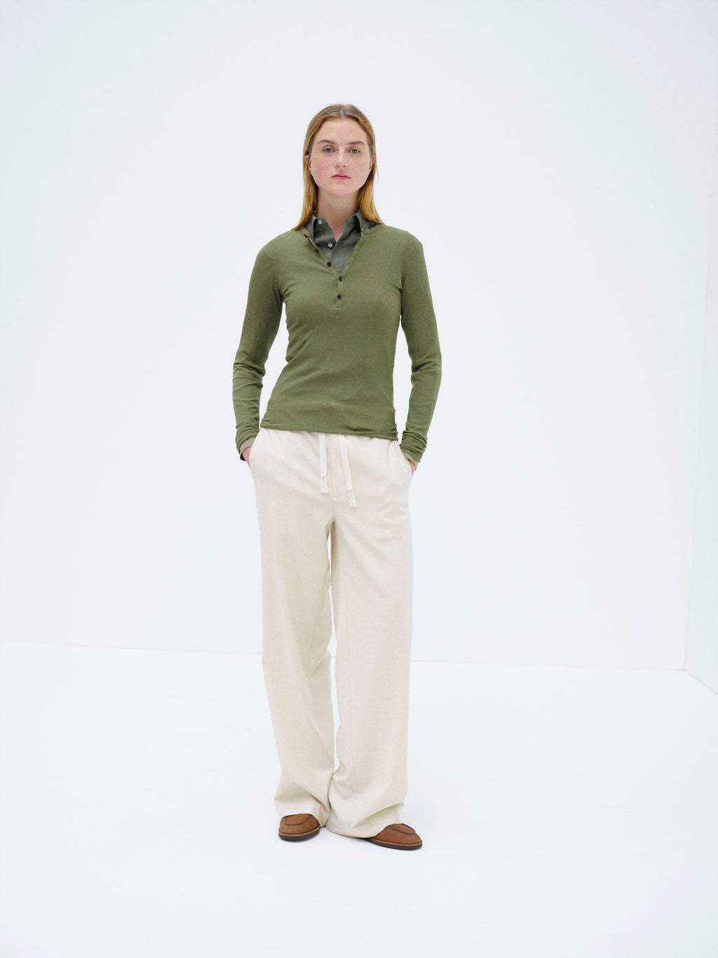 WOOL SILK SOFT RIB HENLEY