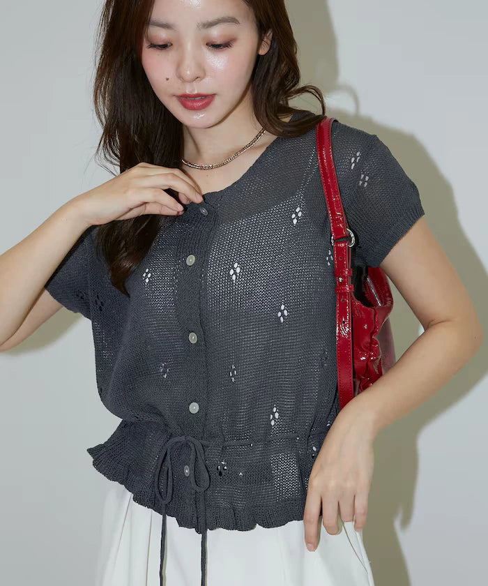 Linen Touch Eyelet Knit Cardigan Limited Edition