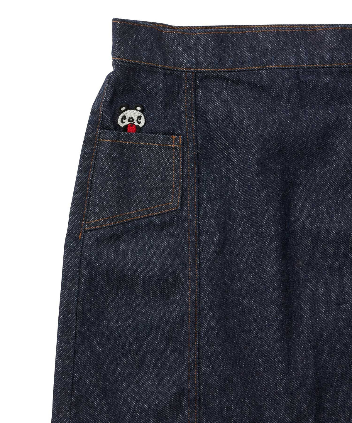 APPLE PANDA Embroidered Side Lace-Up Denim Mini Skirt