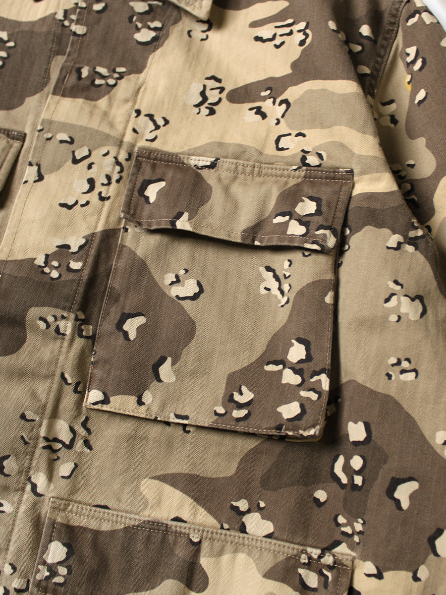 Cotton Herringbone PECKISH Chocolate Chip Camo Pattern ARMY-JKT