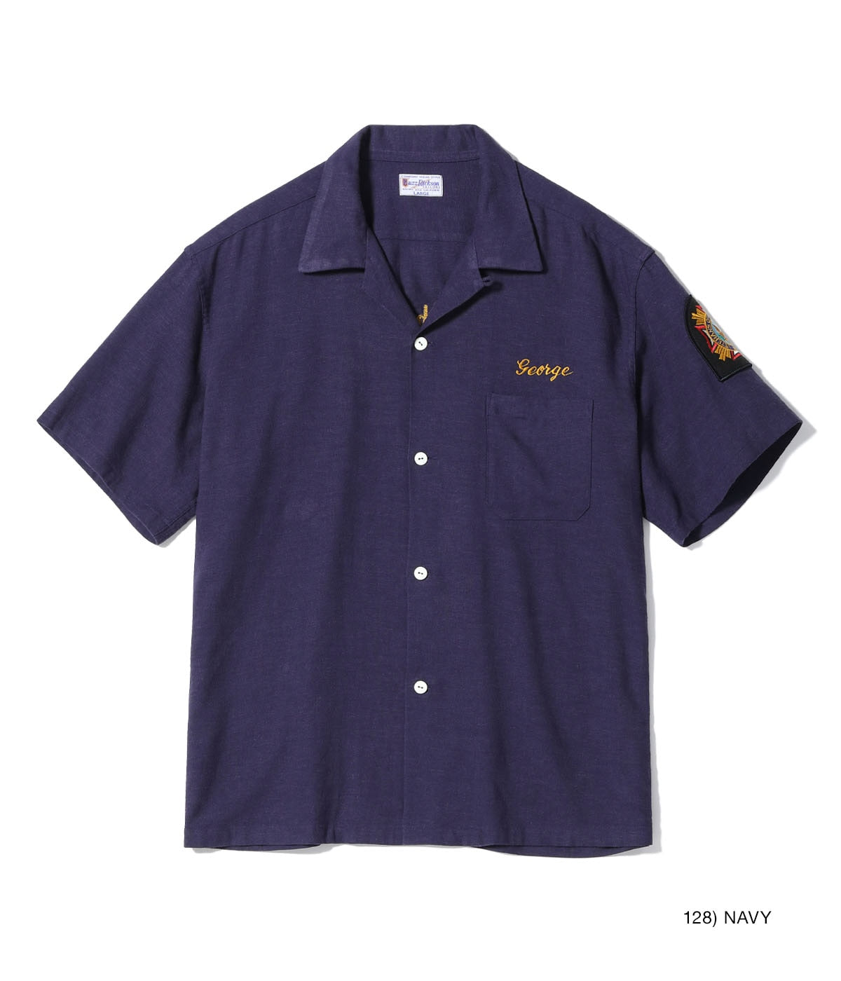 U.S. NAVY RAYON LINEN OPEN SHIRT with CHAIN EMBROIDERED