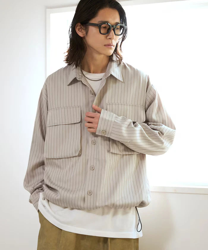 Stripe Shirt Blouson / Setup Compatible / Layer / Relaxed Fit