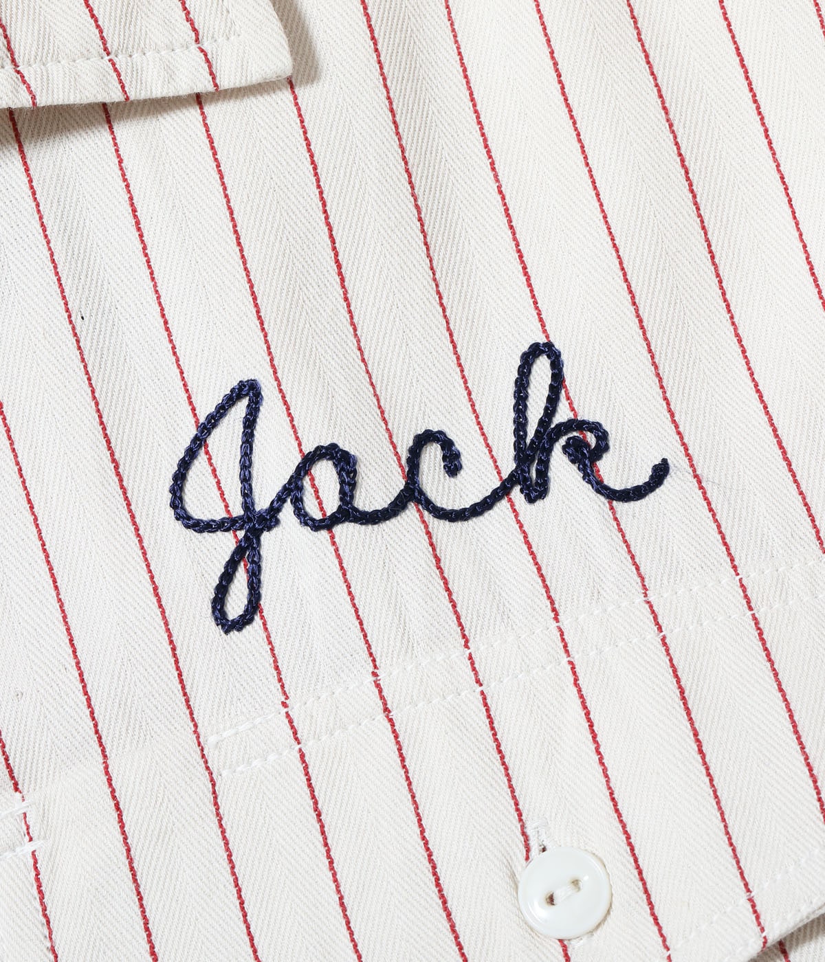 COKE STRIPE WORK SHIRT with CHAIN EMBROIDERED