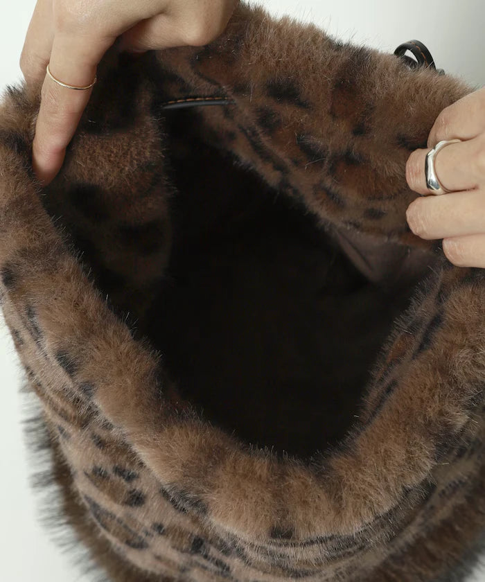 Faux Fur Animal Drawstring Bag