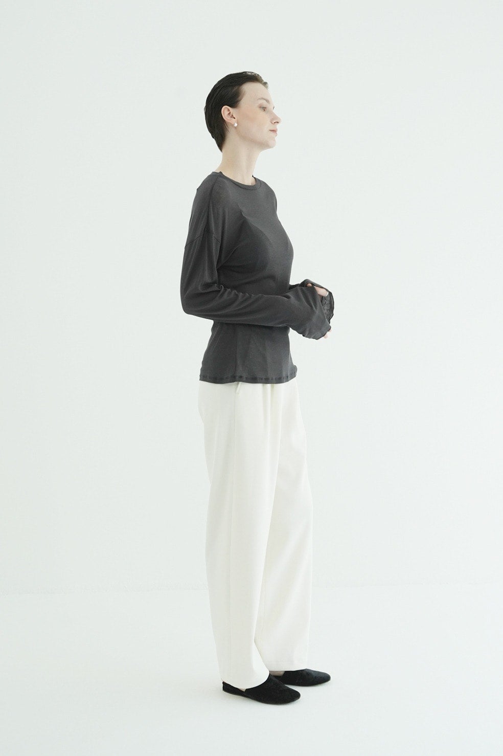 RIB STRIPE TUCK PANTS