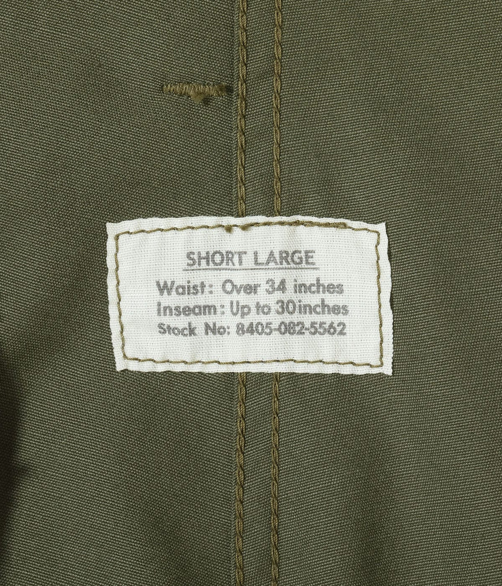 TROUSERS, MEN'S, COTTON WIND RESISTANT POPLIN, OLIVE GREEN, ARMY SHADE 107 SHORT LENGTH