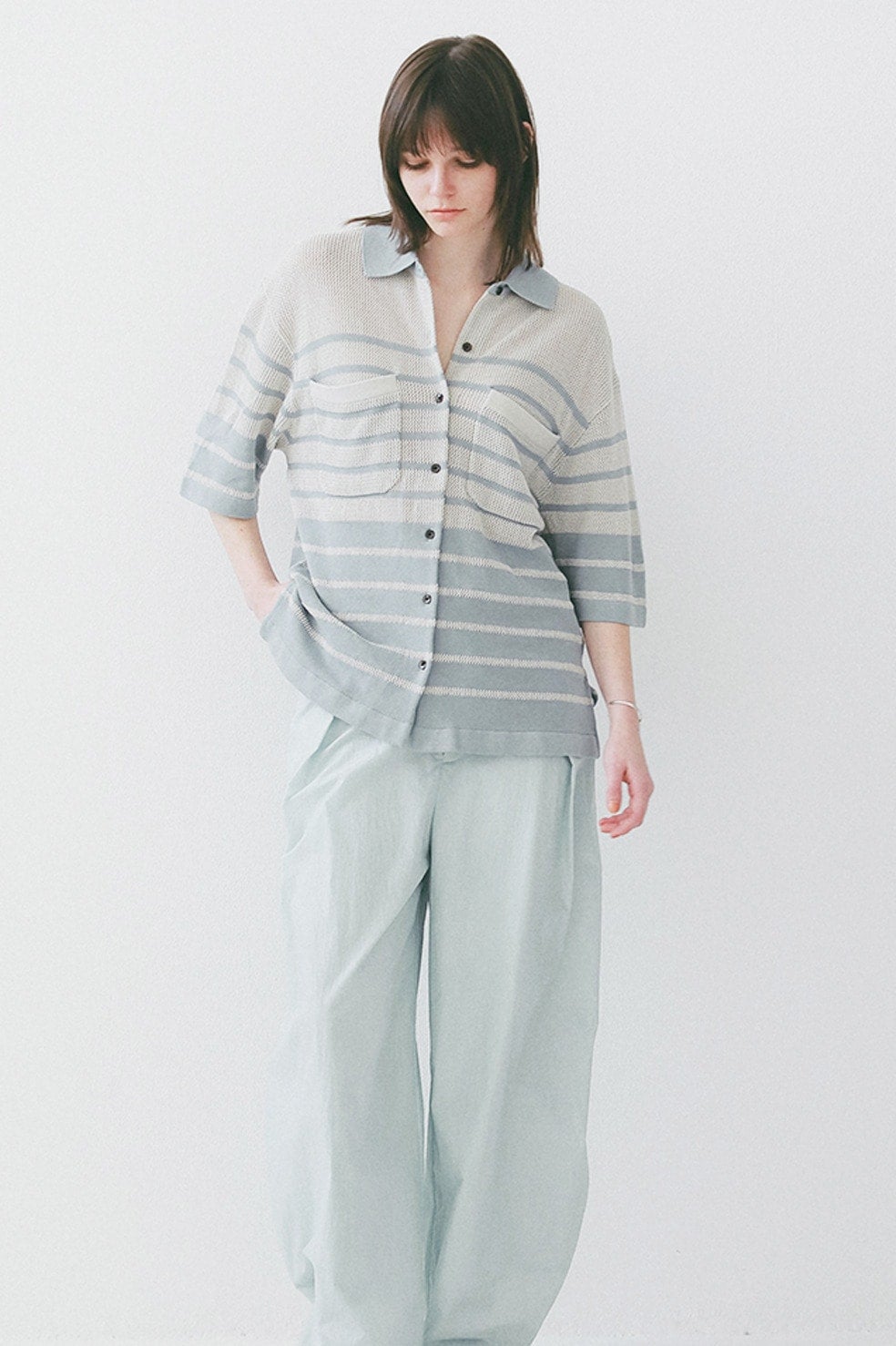 HALF SLEEVE OVER KNIT SHIRT