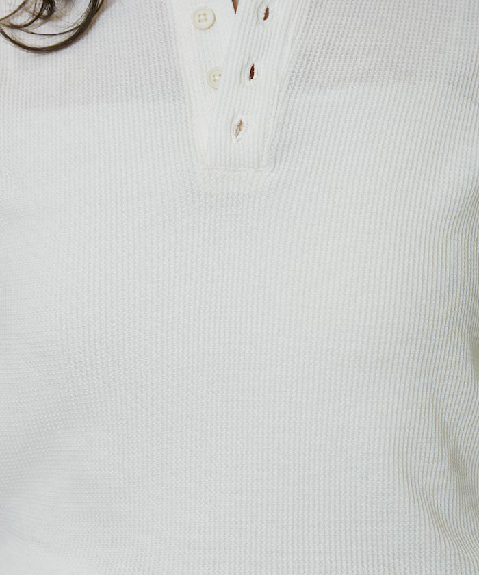 Light Waffle Henley Neck Long Sleeve T Limited Edition