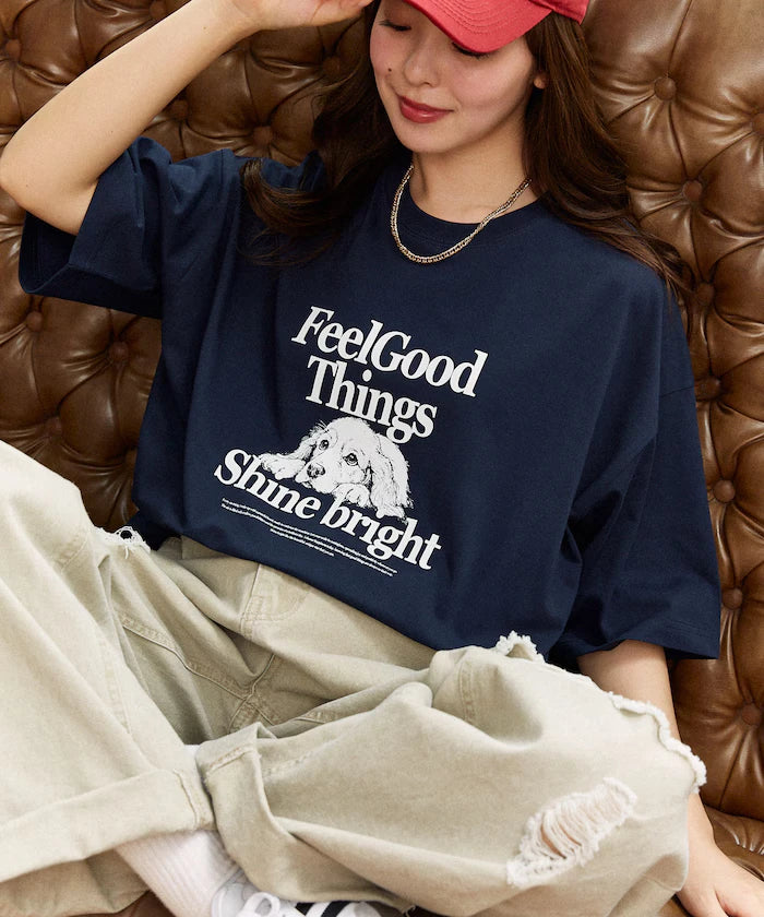 <Functional Material> Shime Bright Dog Print T-shirt Limited Edition