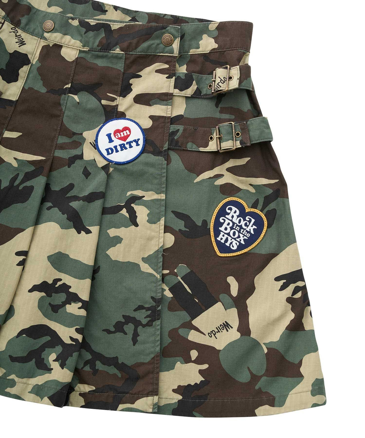 Military Pleated Wrap Skirt