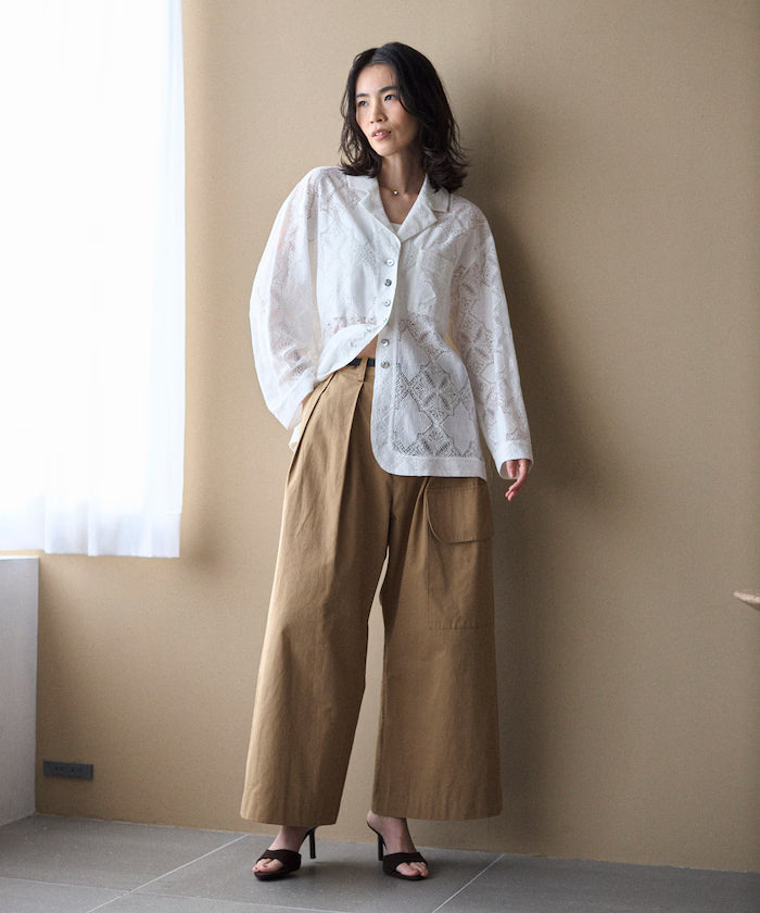 [February 12 12:00 Release] Panel Lace Shirt Jacket / Compatible with Setup