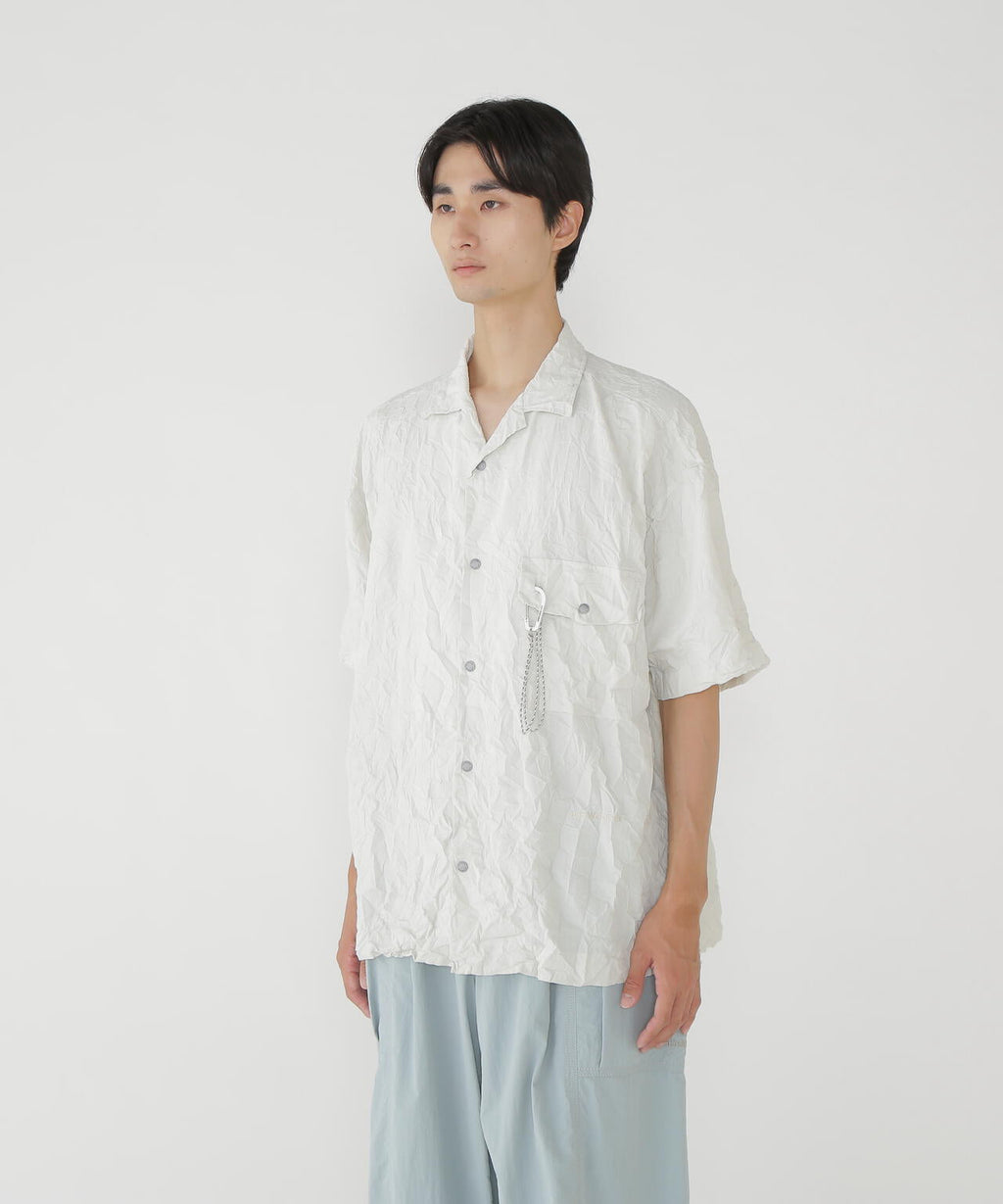 washer pleated open SS shirt (M)