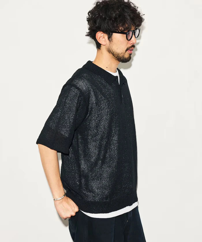 Dry Touch Boucle Yarn Knit Polo Shirt