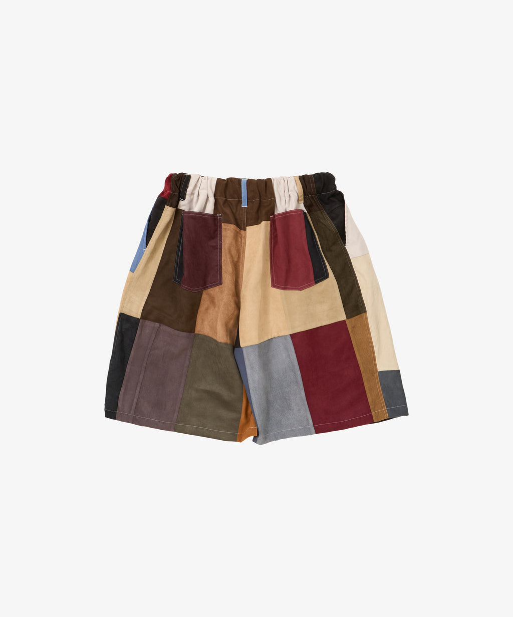 circular shorts faux suede four