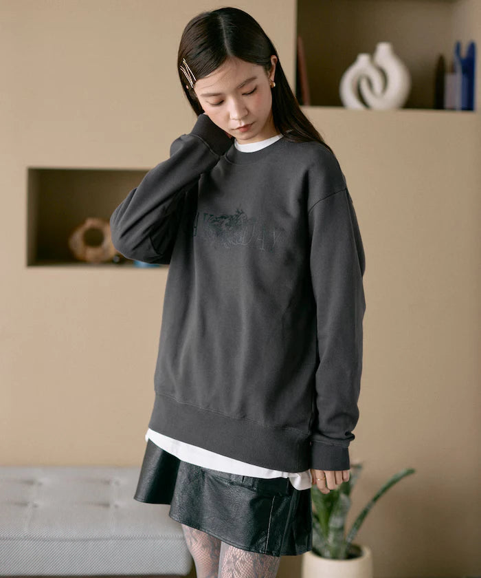 Organic Cotton Animal Logo Print Sweat / CAT / Relaxed Fit / French Terry Sweat