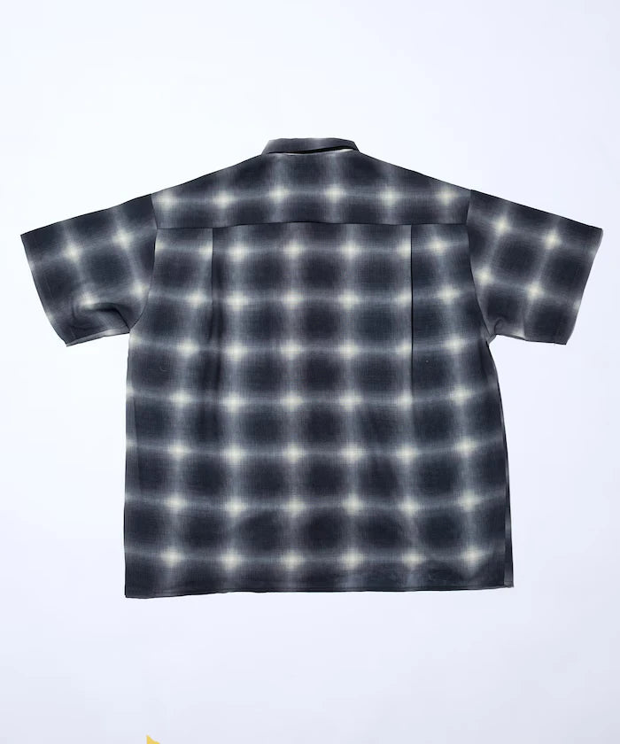 Mesh Open Collar Pattern Short Sleeve Shirt / Allover Design Open Collar Shirt / Big Silhouette