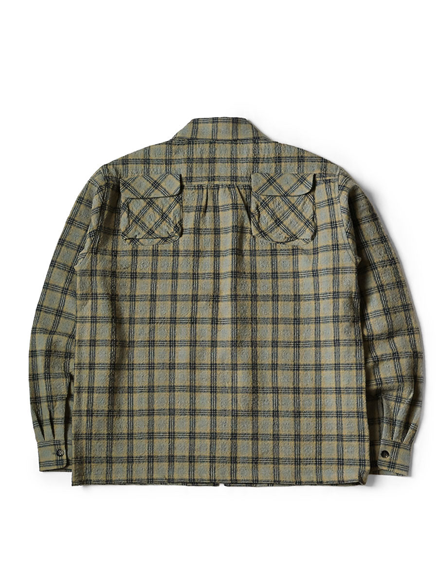 Wool Check ZIP UP Friend Pocket Board Shirt