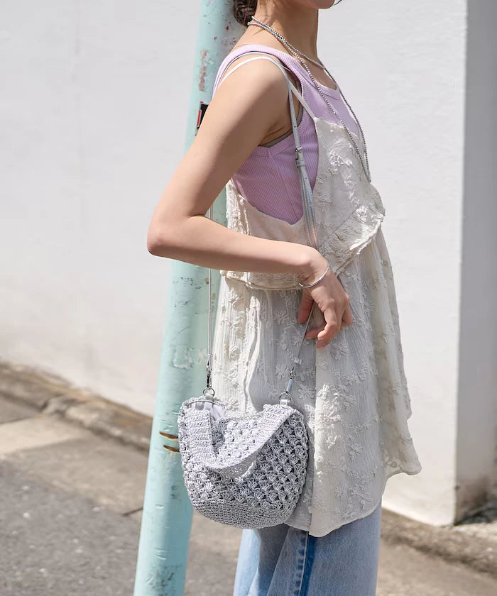 Lurex Yarn Hand Knitted 2WAY Bag