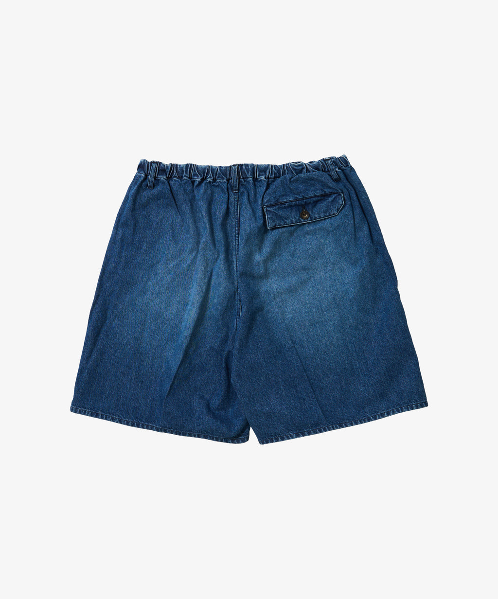 circular fatigue shorts denim damaged