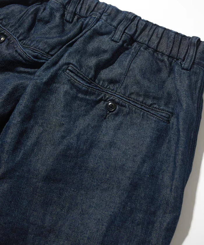 French Linen Denim 1 Tuck Trousers