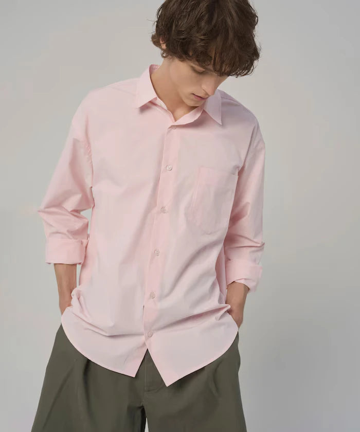 Nuance Color Oversized Regular Collar Long Sleeve Shirt