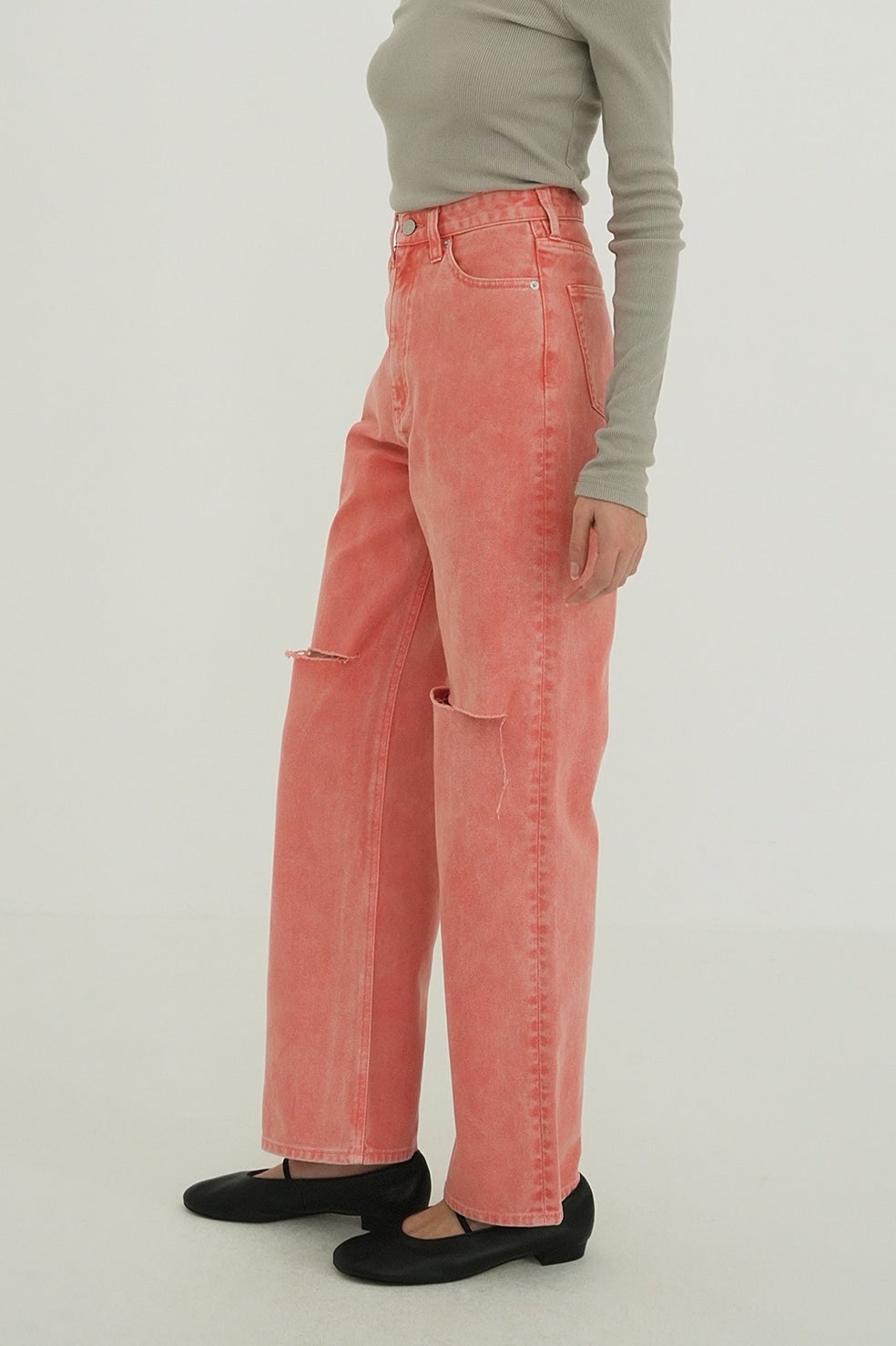 SLASH CUT DENIM PANTS