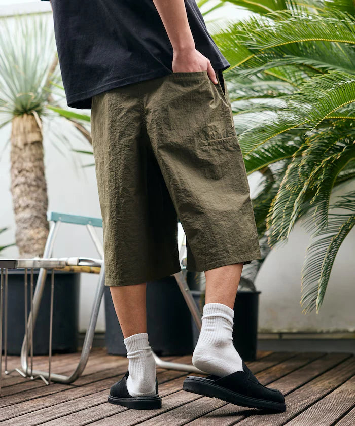 Nylon Sleek Water Length Baggy Shorts