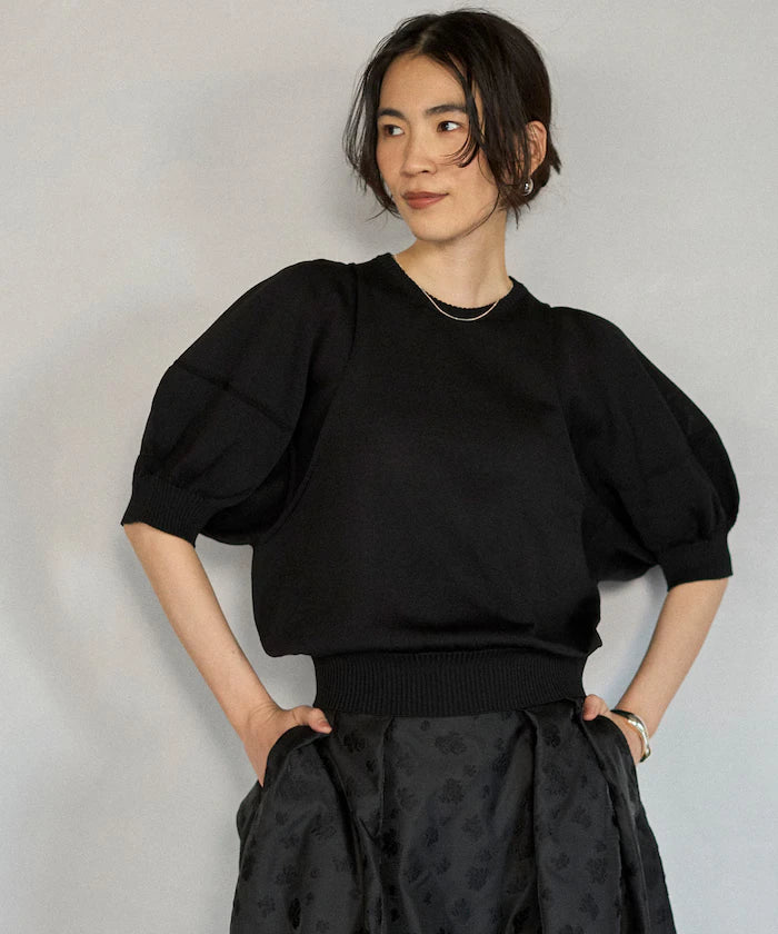 Japan Made Whole Garment Puff Sleeve Top