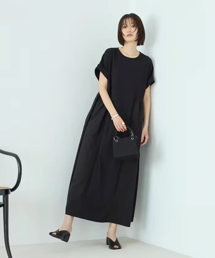 Organic Cotton Mixed Material Docking Gather Dress