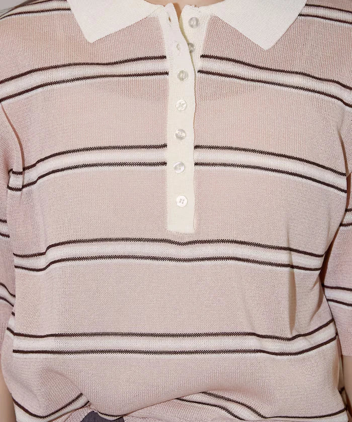 Sheer Border Short Sleeve Polo Summer Knit Limited Release
