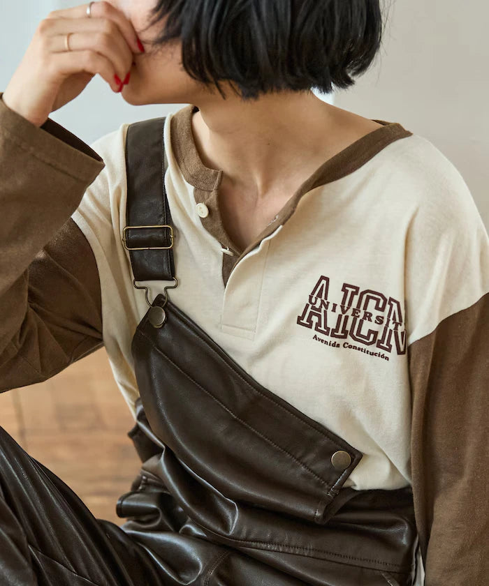 Henry Neck Football Logo T-Shirt