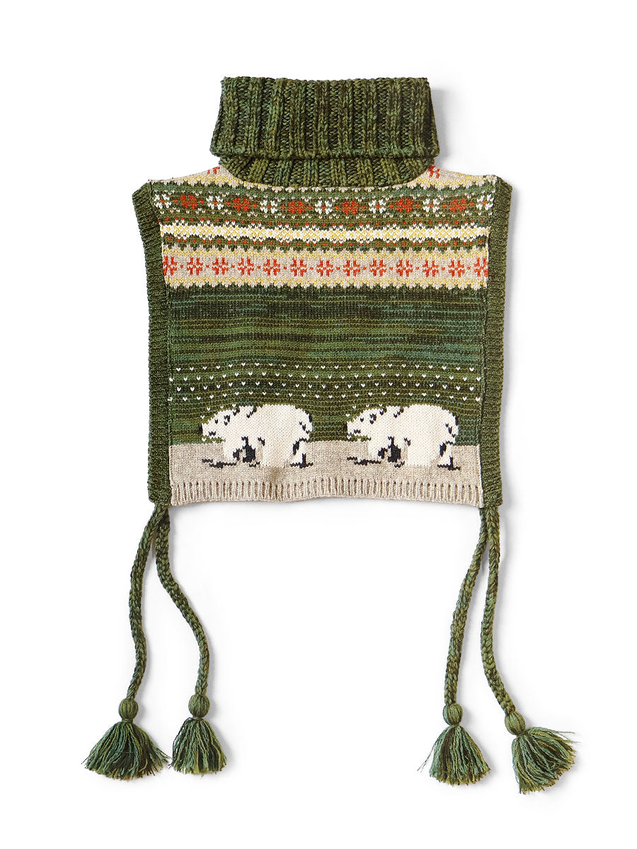 5G Wool Polar Bear High Neck Bib Poncho
