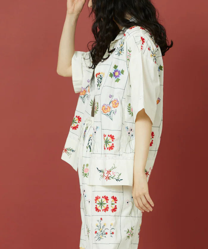 Patchwork Flower Embroidery Shirt