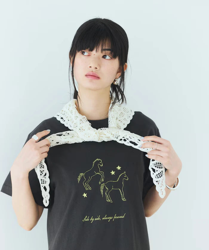 Comfortable Horse Print Crew Neck T-Shirt