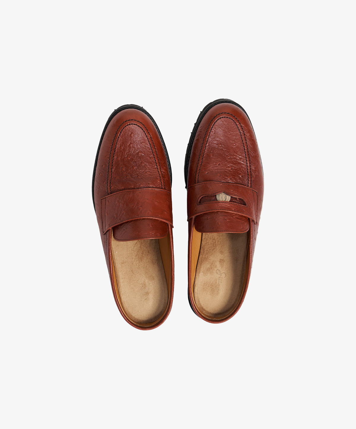 coin loafer mule ostrich brown