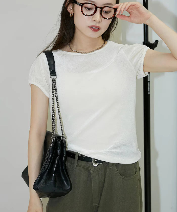 Puff Sleeve Sheer Flocky T-Shirt Limited Edition